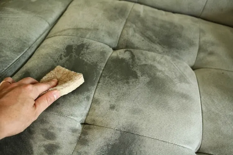 how to remove water stains from fabric with a sponge and vinegar solution