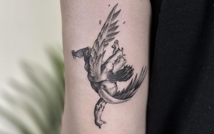 icarus fallen angel small tattoo minimalist ideas