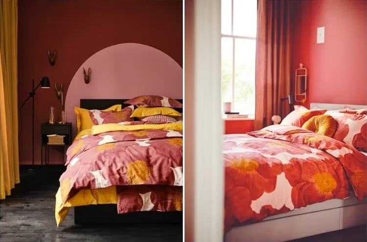 pink floral bedding interior decoration ideas
