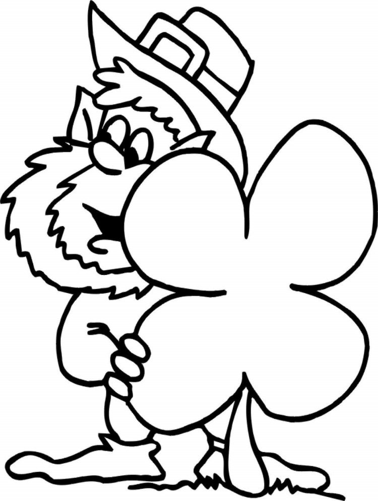 leprechaun and shamrock cute coloring page for kids