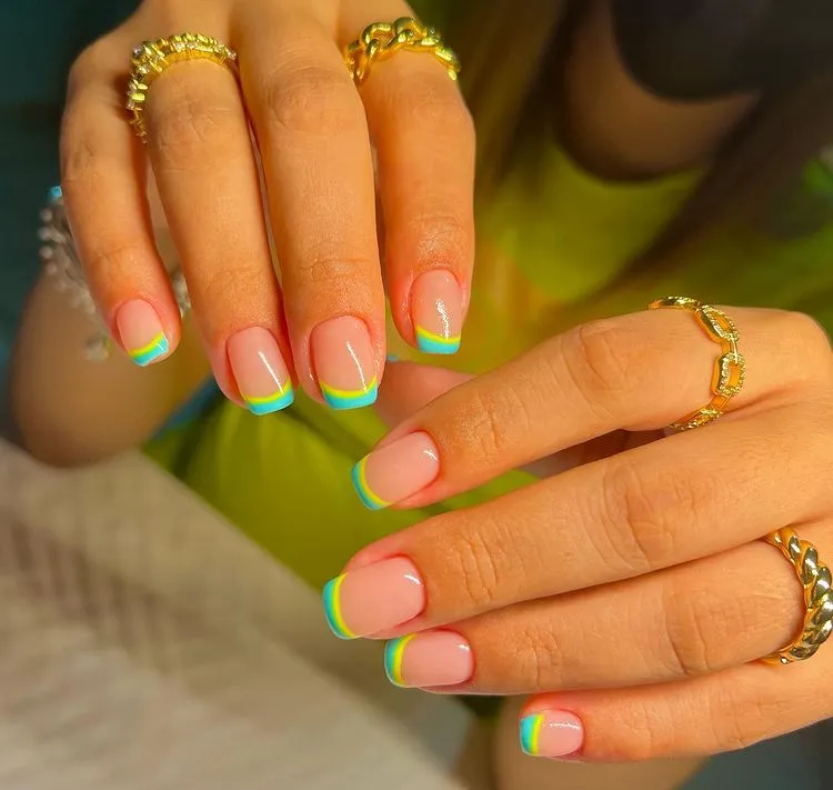 liмe green french tips nails ideas