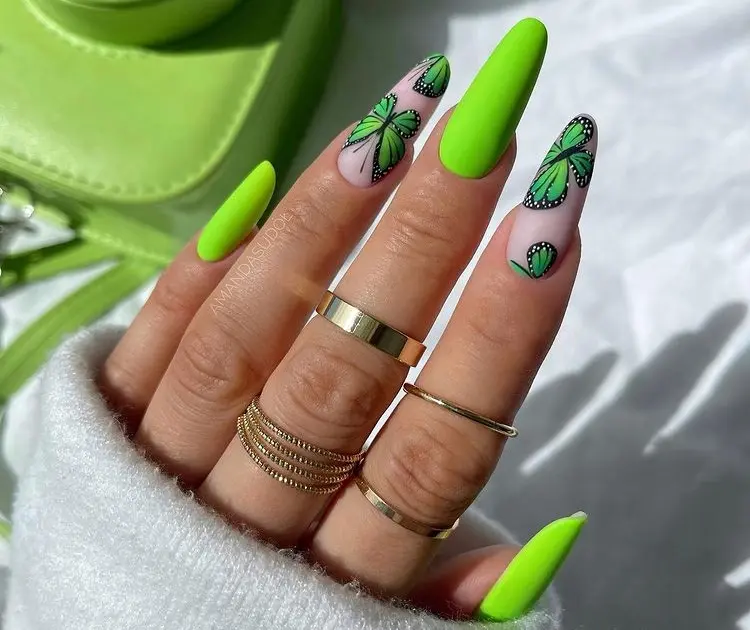 lime green nails st patrick day 2023 manicure trends ideas