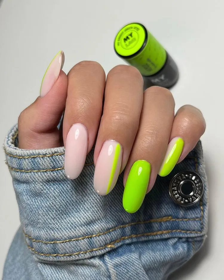 lime green nails st patrick day manicure ideas 2023 electric neon colors