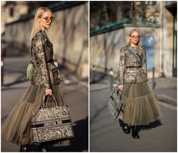 long tulle skirt dior style spring outfit inspiration ideas