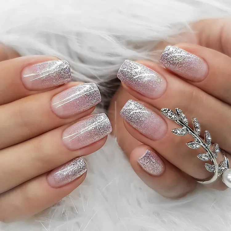 manicure with silver glitter trendy manicure ideas