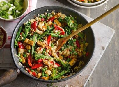 meat free dinner ideas risotto and vegetables