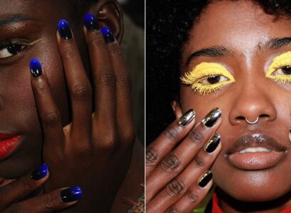 nail designs for dark skin fashion week model nails ombre metallic