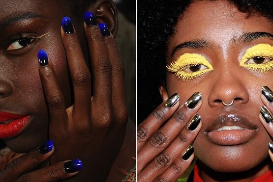 nail designs for dark skin fashion week model nails ombre metallic