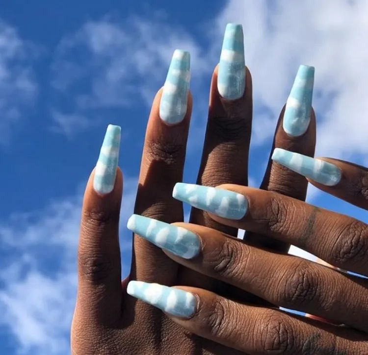 nail designs for dark skin spring manicure trends 2023 cloud decoration