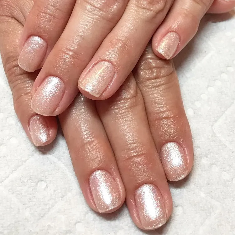 naked shimmer nails_sparkly nude nails