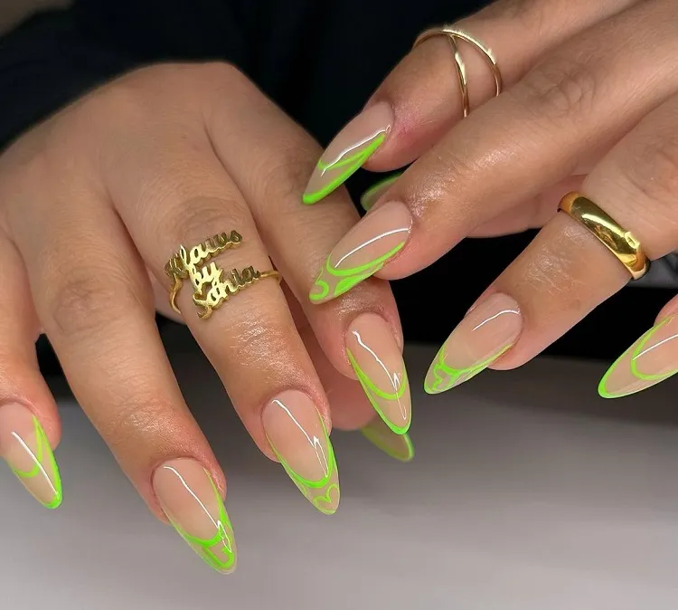neon nails lime green manicure 2023
