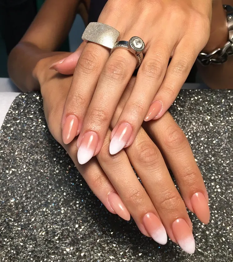 ombre nails 2023 ideas nude and white manicure