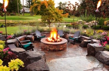 outdoor landscape architecture fire pit construction