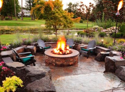 outdoor landscape architecture fire pit construction