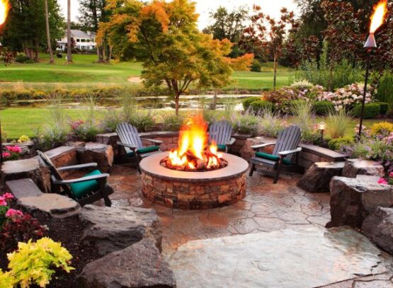 outdoor landscape architecture fire pit construction