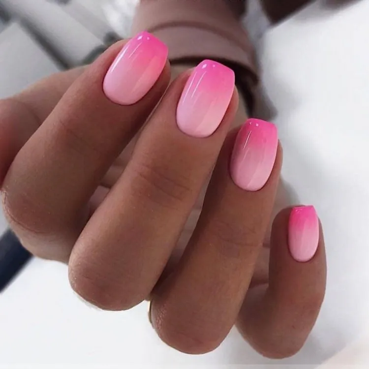 pink ombre nails dark pink nails light pink