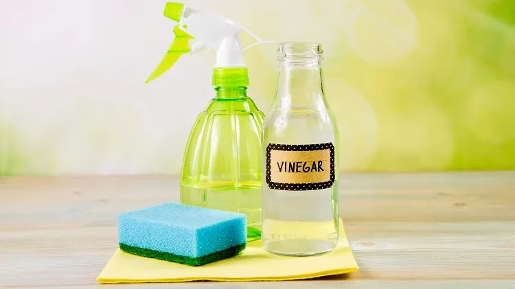 remove water stains with one to one solution of water with vinegar