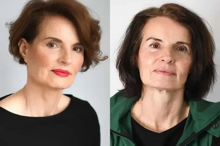 short bob haircut for women over 60 with side parting