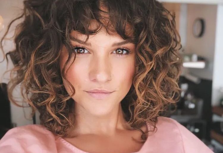 short curly hair with bangs