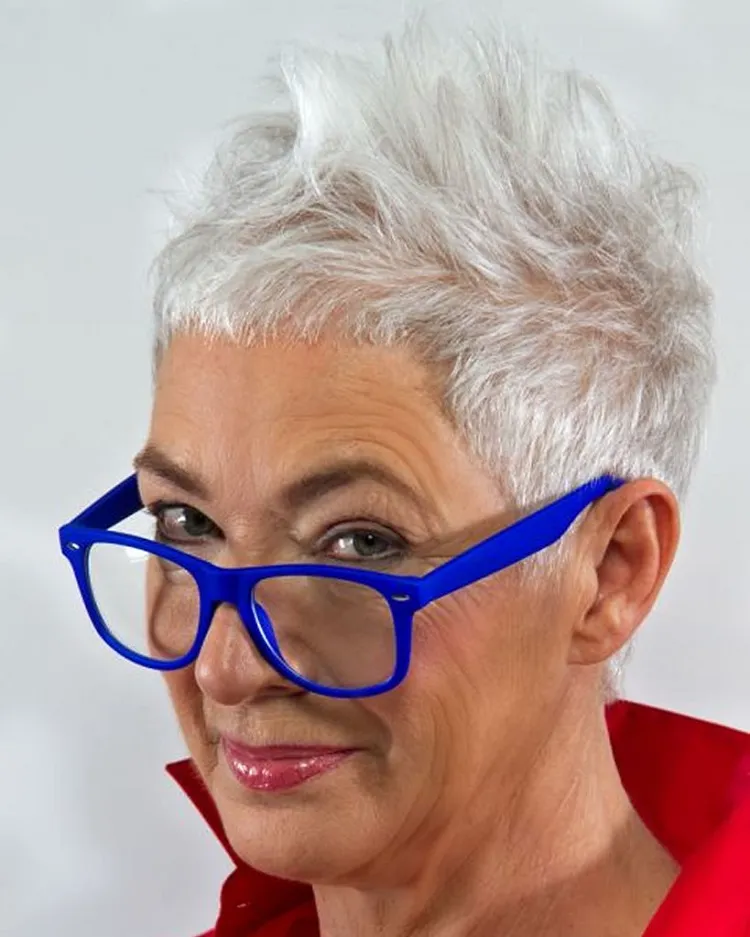 short hairstyles women over 50 with white hair