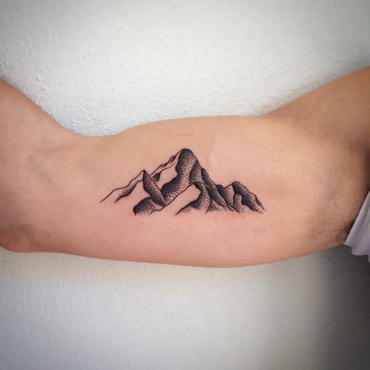 simple mountain tattoo for guys