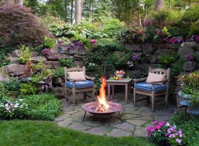 small backyard patio firepit landscaping ideas 2023
