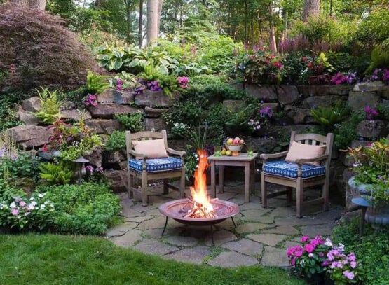 small backyard patio firepit landscaping ideas 2023