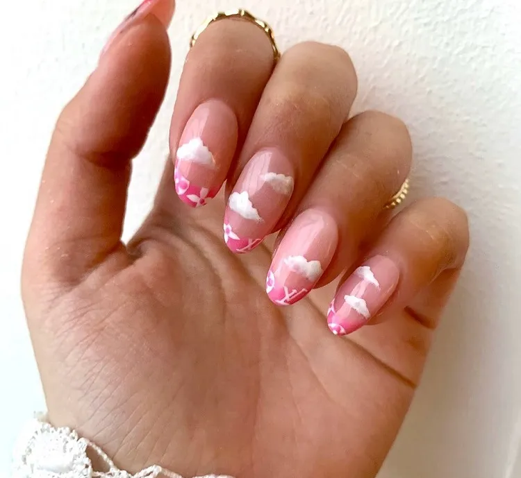 spring french manicure cloud nails design