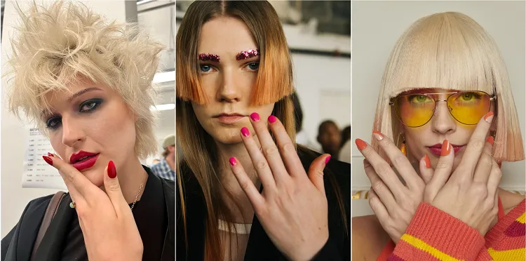spring-nail-colors-2023-models-new-york-fashion-week-tips-trendy-inspo-bold-pink-red-orange
