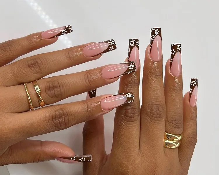 spring nails for dark skin flowers decoration manicure trends