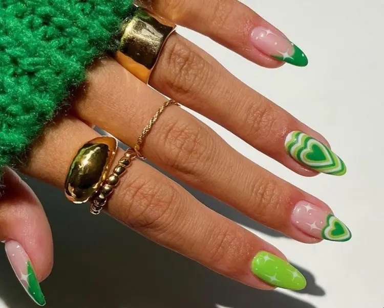 st patrick nails 2023 design green manicure decoration