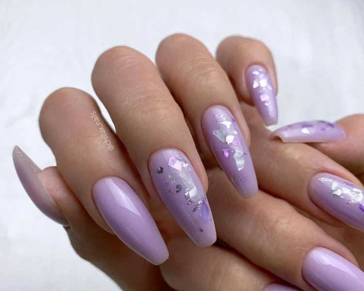 stunning lilac long March nails 2023