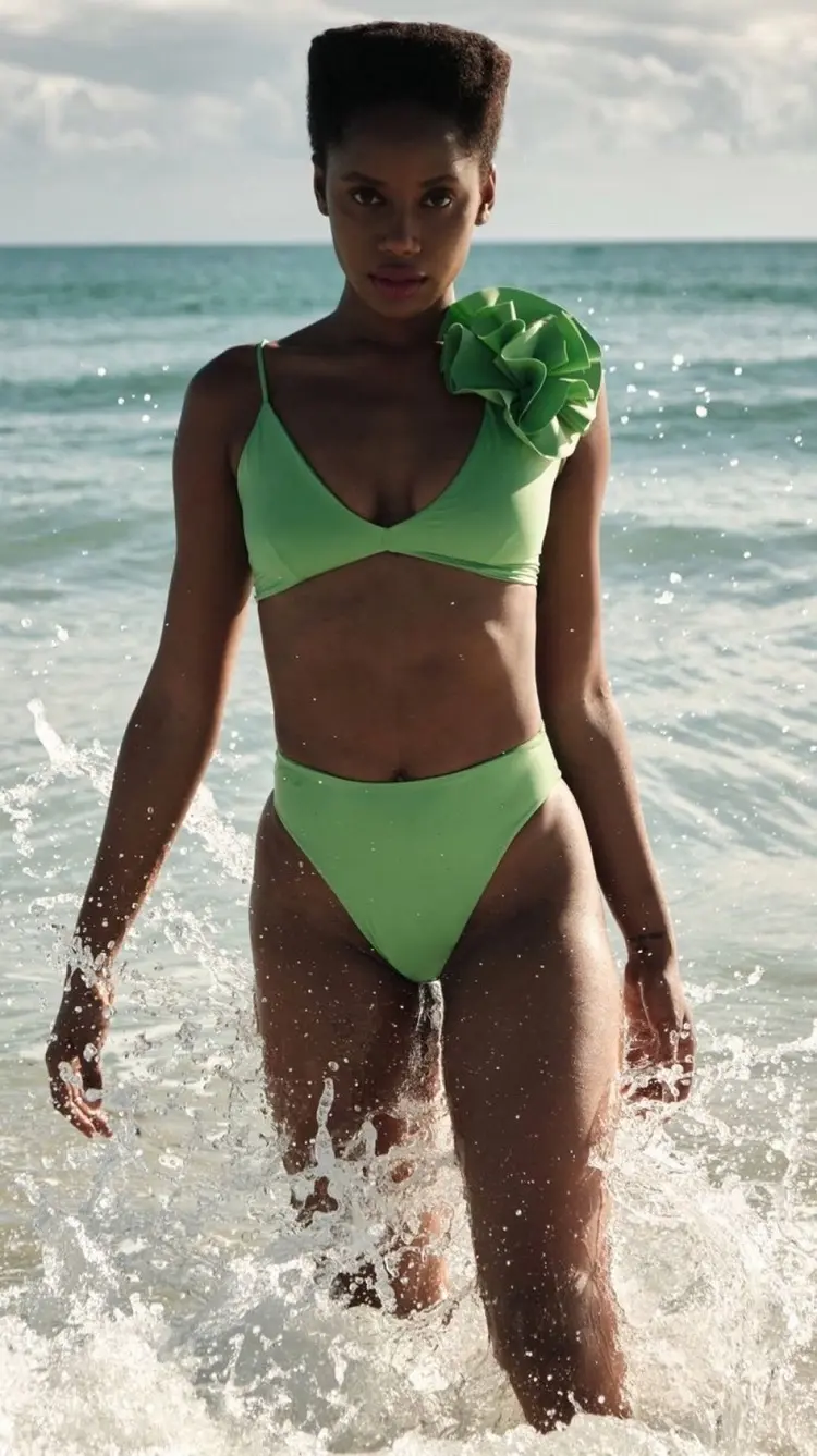 swimsuit green floral summer trends 2023 what to wear on the beach bikini ideas