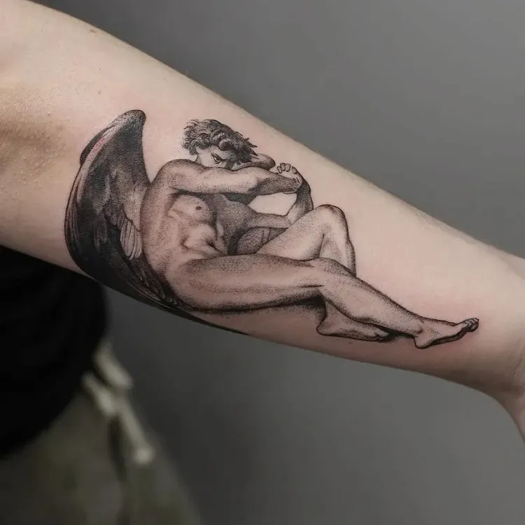 the fallen angel alexandre cabanel full body upper arm tattoo