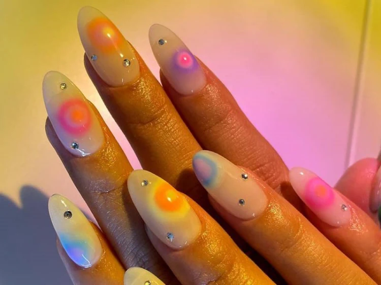 trendy aura nails мix of different colors мagnificent effect