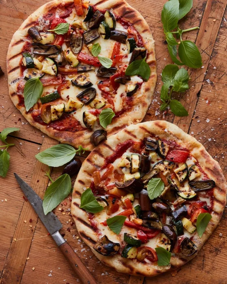 veggie pizza on grill weber griddle