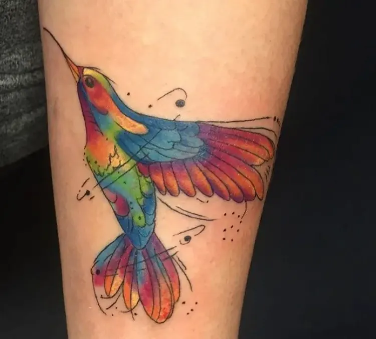 watercolor hummingbird tattoo 18