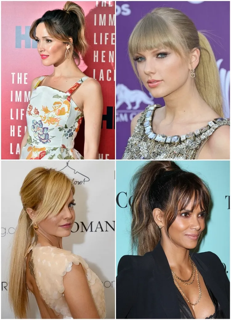 2023 hairstyle trends bangs and ponytail
