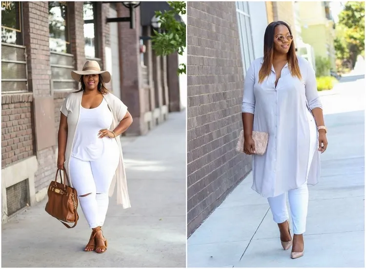 casual chic outfits for curvy women how to style white jeans