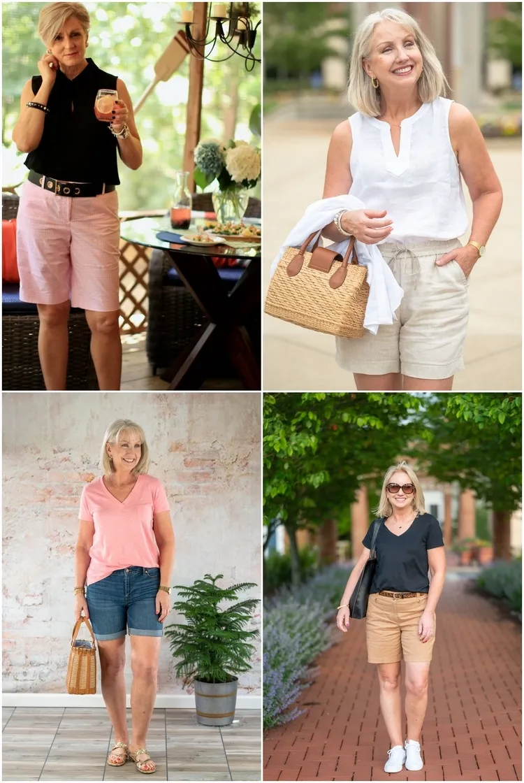 casual summer outfits for mature women with shorts