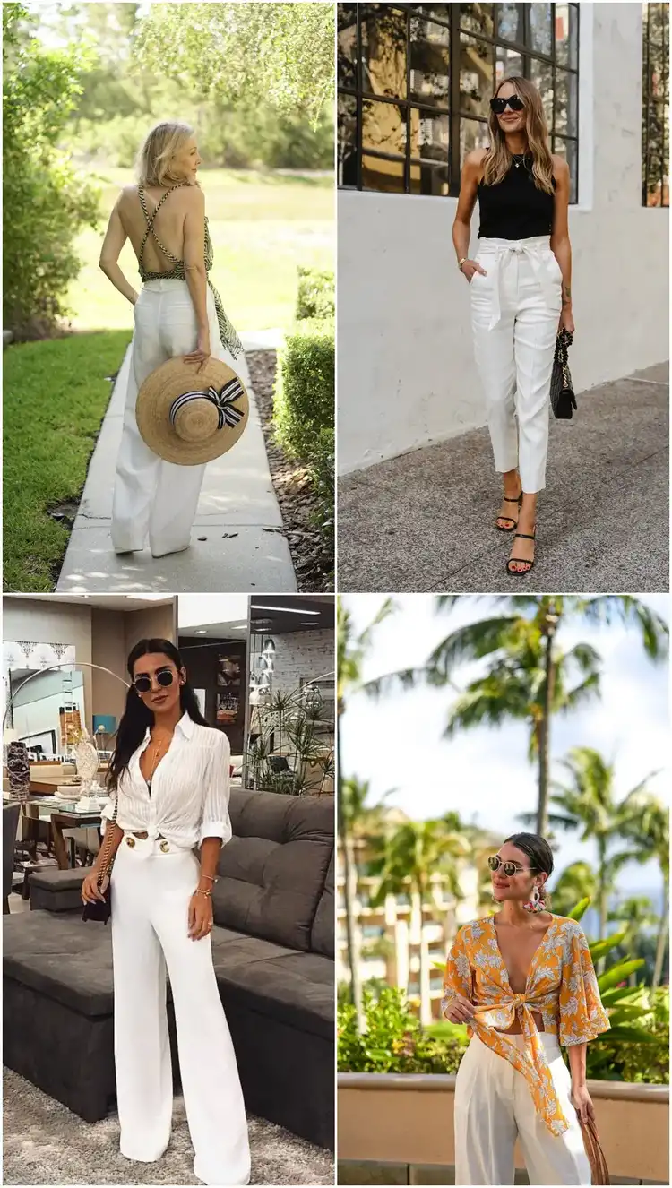 casual white pants outfit ideas 2023