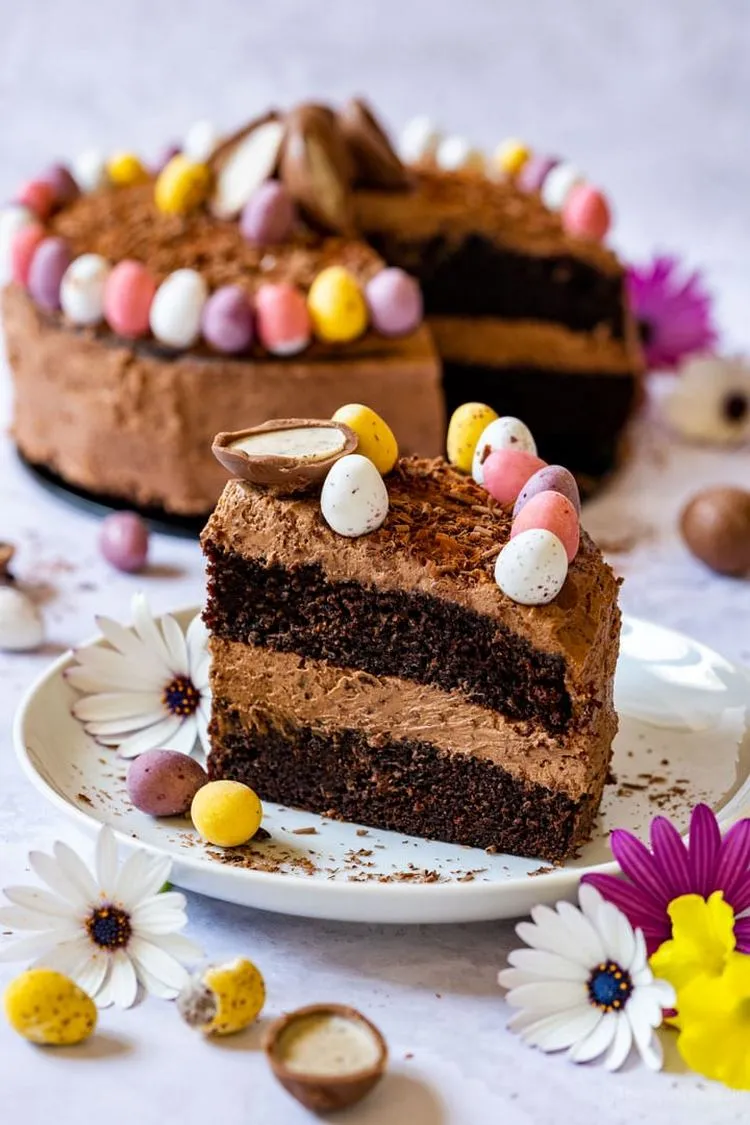 chocolate easter cake with cream cheese frosting