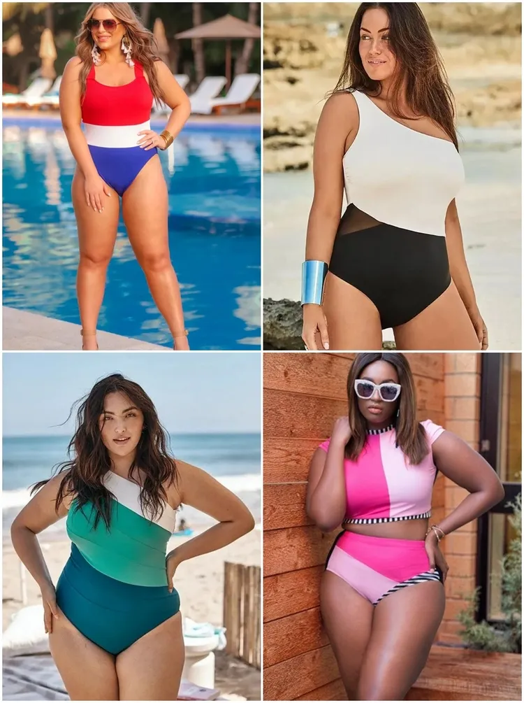 color block fashion trend swimsuits for women with wide hips