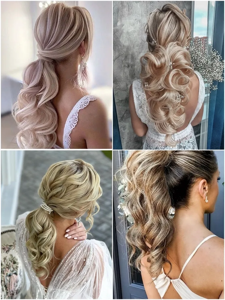 curly bridal ponytail