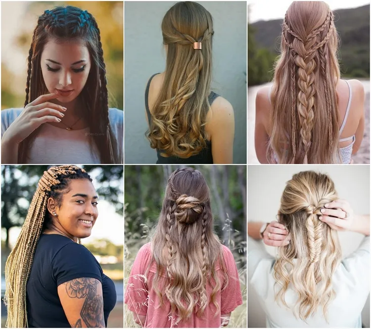 half up half down hairstyles with braids 2023 ideas