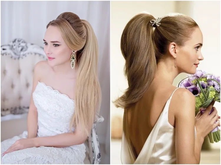 high sleek ponytail bridal hairstyle trends