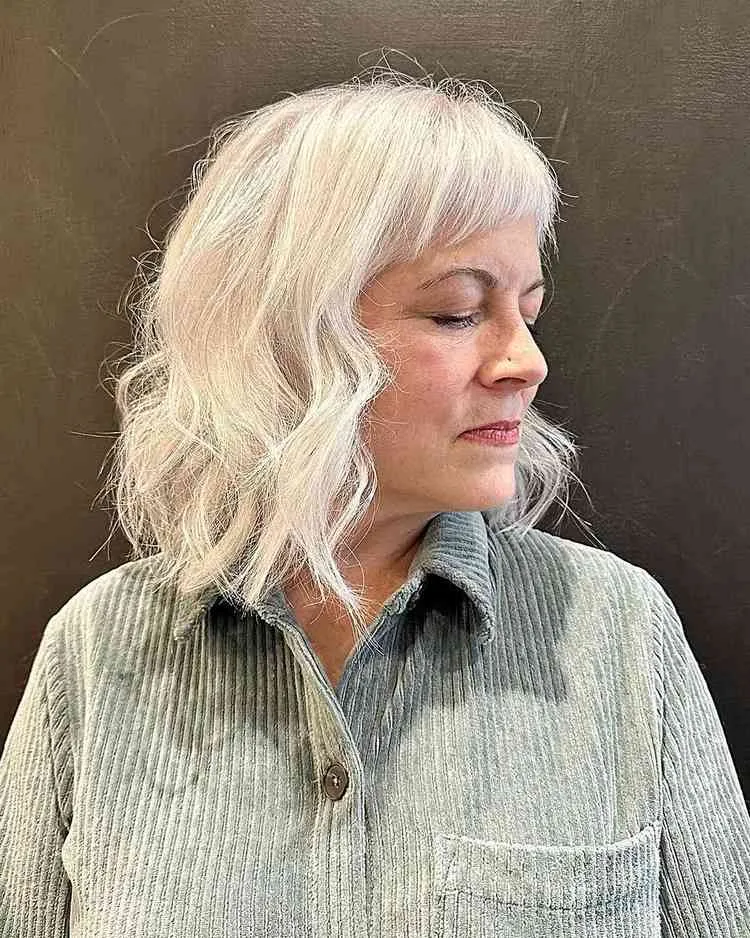 long bob with micro bangs for women over 60