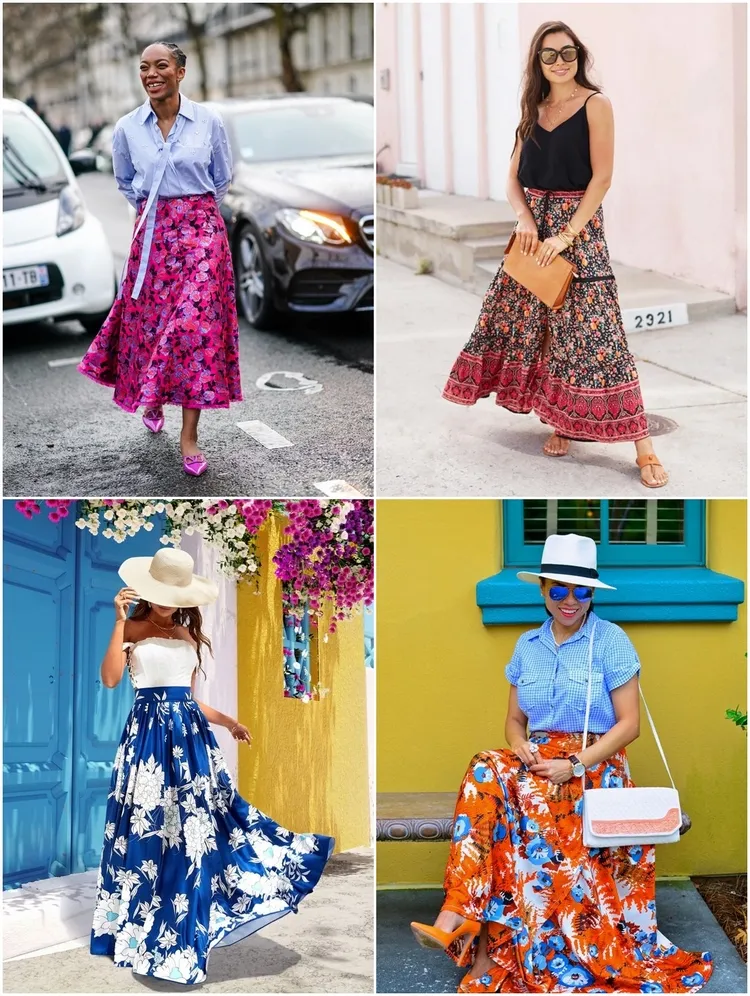 long skirts with floral prints women over 50 fashion trends