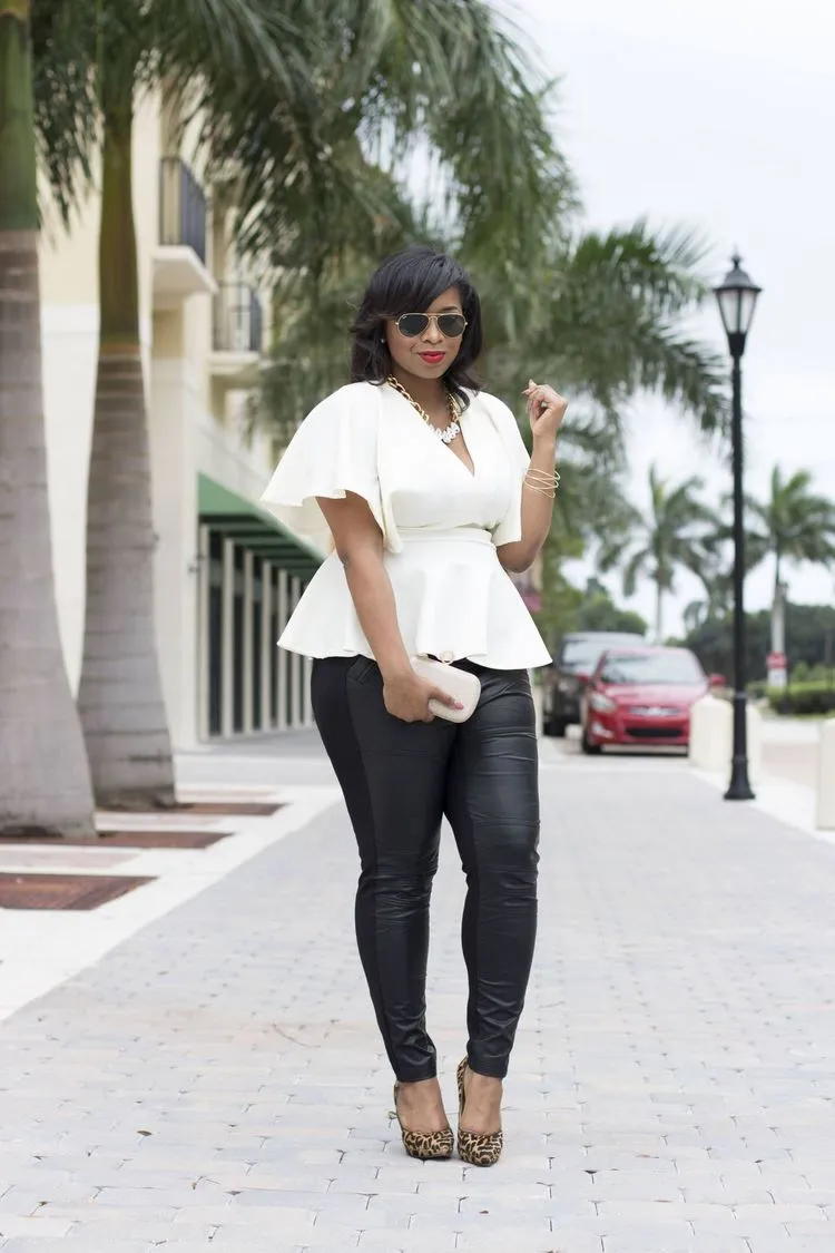 peplum top and leggings outfit for plus size women plus size office outfit ideas