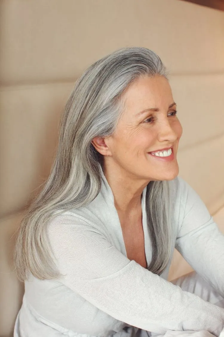 straight long grey hair trendy hairstyles silver hair